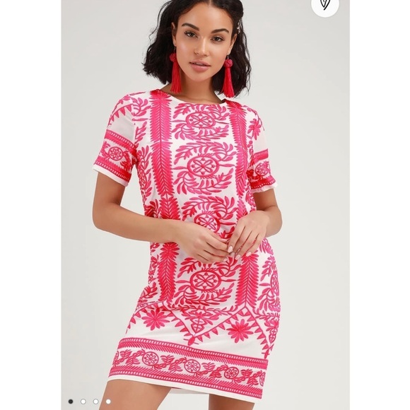 LULUS “Fond of you” Embroidered Shift Dress - Picture 8 of 12